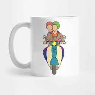 Anonymous couple on a scooter Mug